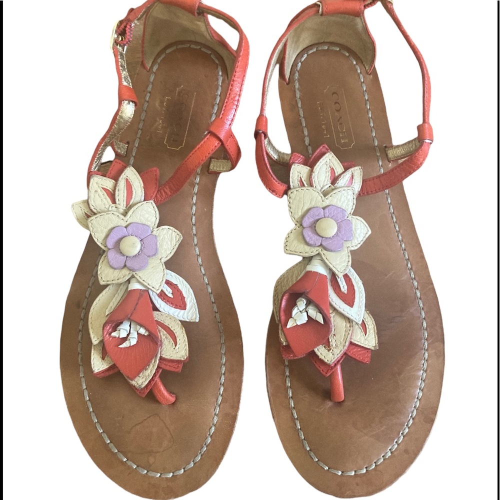 Coach Sierra Orange Leather Sandals- sz 6.5